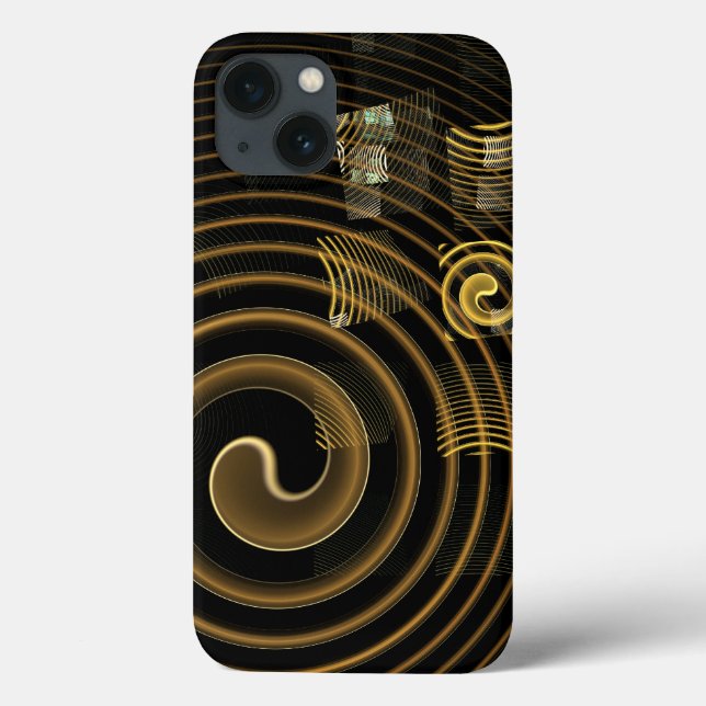 Hypnotic Golden Waves Modern Abstract Art Case-Mate iPhone Case (Back)