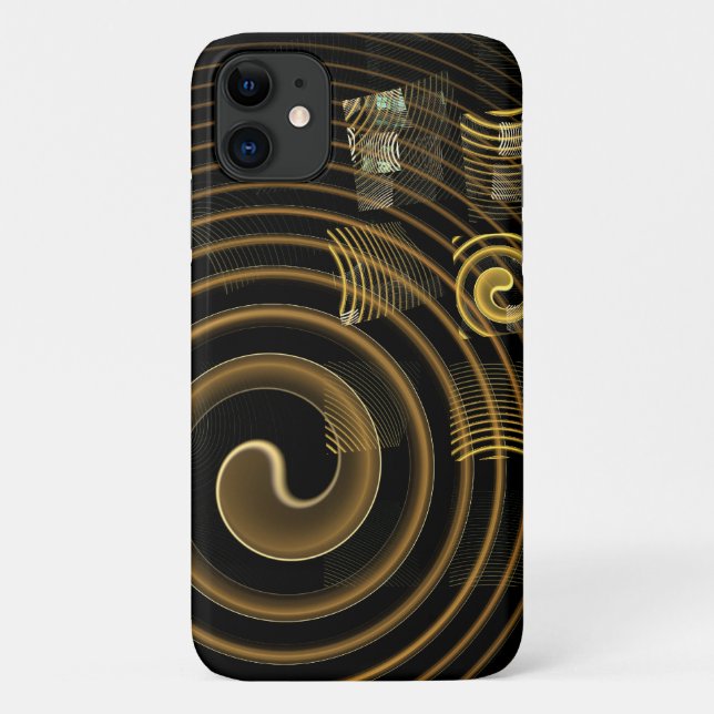 Hypnotic Golden Waves Modern Abstract Art Case-Mate iPhone Case (Back)