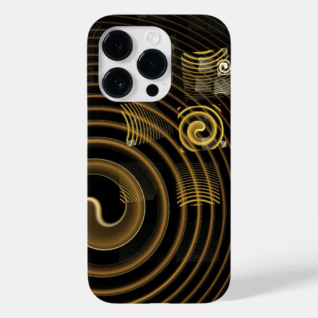 Hypnotic Golden Waves Modern Abstract Art Case-Mate iPhone Case (Back)