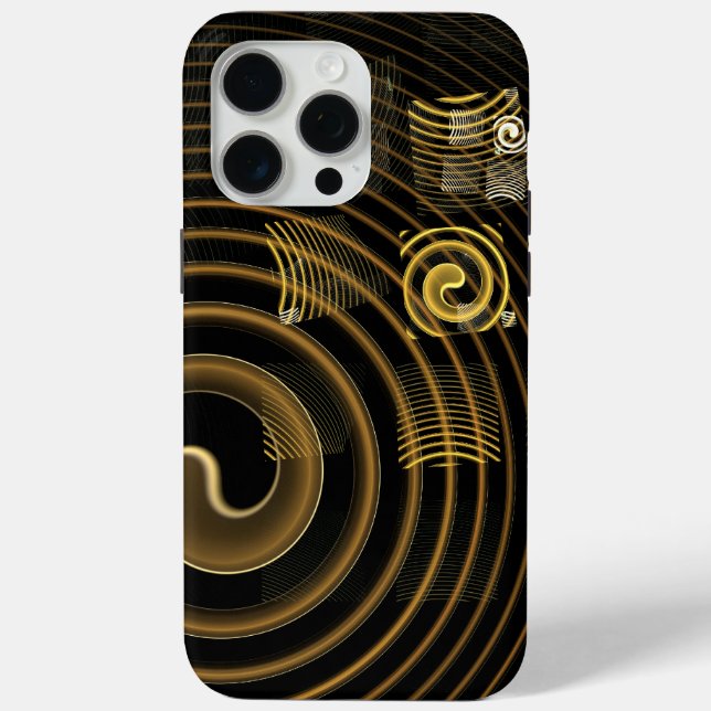 Hypnotic Golden Waves Modern Abstract Art Case-Mate iPhone Case (Back)