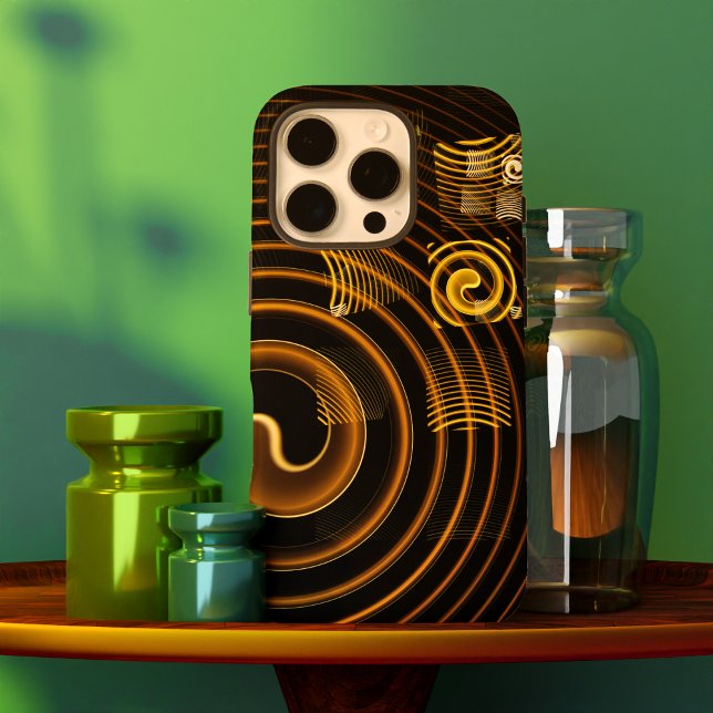Hypnotic Golden Waves Modern Abstract Art Case-Mate iPhone Case (Hypnosis Abstract Art Case-Mate iPhone Case)