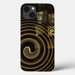 Hypnotic Golden Waves Modern Abstract Art iPhone 13 Case