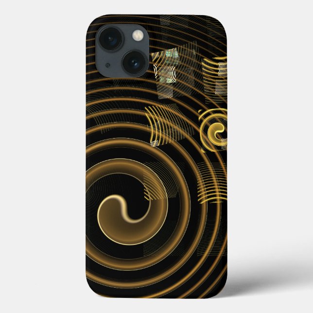 Hypnotic Golden Waves Modern Abstract Art Case-Mate iPhone Case (Back)