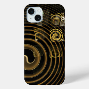 Hypnotic Golden Waves Modern Abstract Art iPhone 15 Plus Case