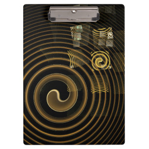 Hypnotic Golden Waves Modern Abstract Art Clipboard