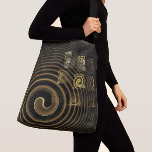 Hypnotic Golden Waves Modern Abstract Art Crossbody Bag