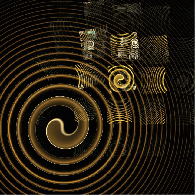 Hypnotic Golden Waves Modern Abstract Art Cutout (Front)