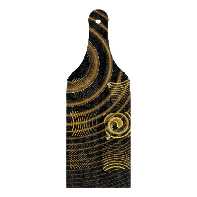 Hypnotic Golden Waves Modern Abstract Art Cutting Board (Front)