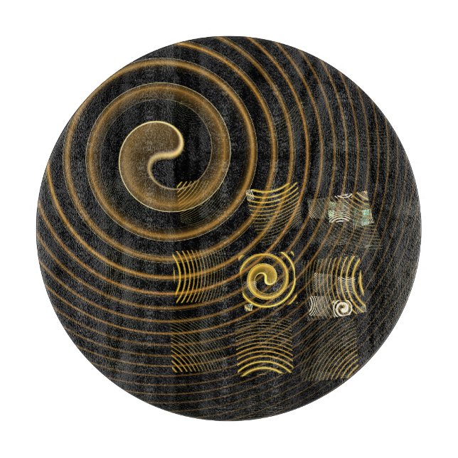 Hypnotic Golden Waves Modern Abstract Art Cutting Board (Front)