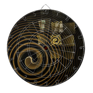 Hypnotic Golden Waves Modern Abstract Art Dart Board