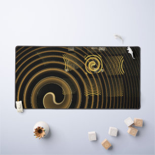 Hypnotic Golden Waves Modern Abstract Art Desk Mat