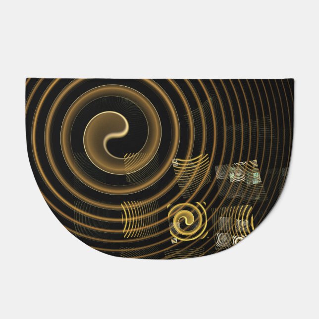 Hypnotic Golden Waves Modern Abstract Art Doormat (Front)