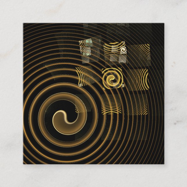 Hypnotic Golden Waves Modern Abstract Art Enclosure Card (Front)