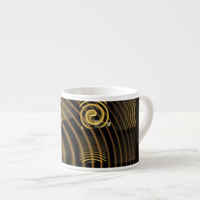 Hypnotic Golden Waves Modern Abstract Art Espresso Cup (Front Right)