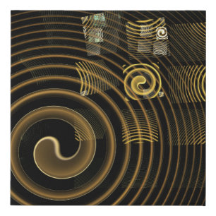 Hypnotic Golden Waves Modern Abstract Art Faux Canvas Print