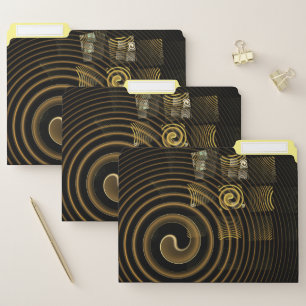 Hypnotic Golden Waves Modern Abstract Art File Folder