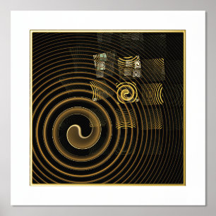 Hypnotic Golden Waves Modern Abstract Art Foil Prints