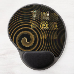 Hypnotic Golden Waves Modern Abstract Art Gel Mouse Pad