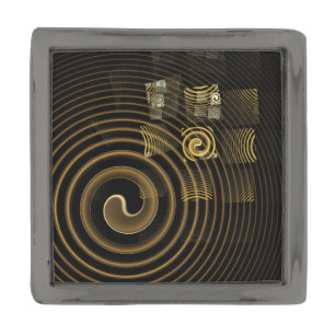 Hypnotic Golden Waves Modern Abstract Art Gunmetal Finish Lapel Pin
