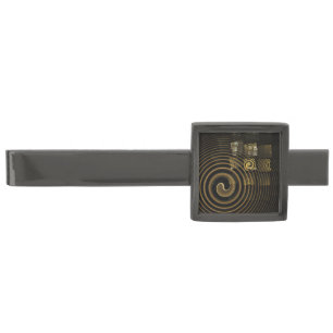 Hypnotic Golden Waves Modern Abstract Art Gunmetal Finish Tie Bar