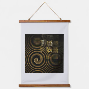 Hypnotic Golden Waves Modern Abstract Art Hanging Tapestry
