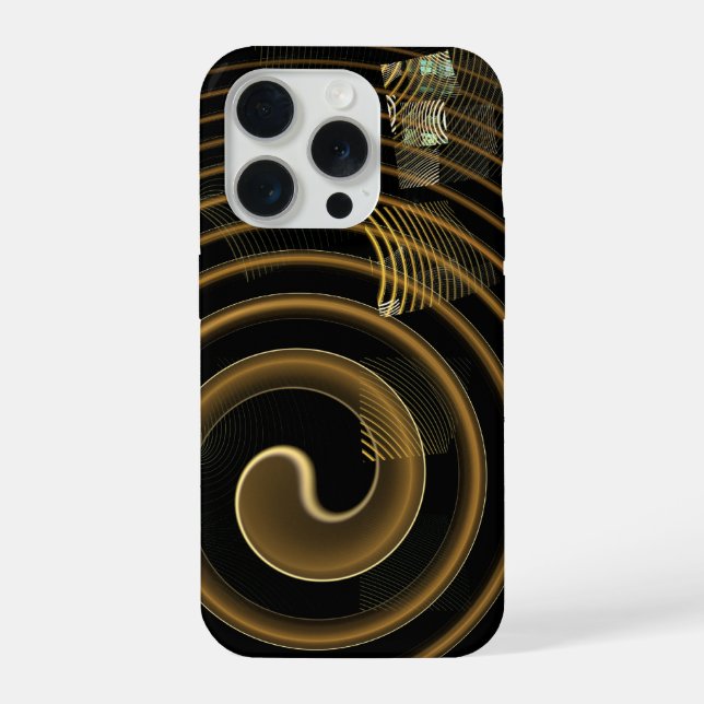 Hypnotic Golden Waves Modern Abstract Art iPhone Case (Back)