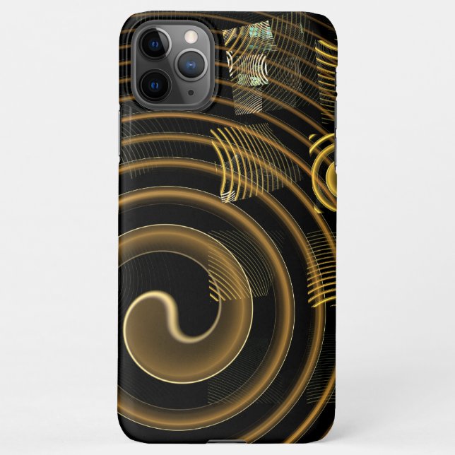 Hypnotic Golden Waves Modern Abstract Art iPhone Case (Back)