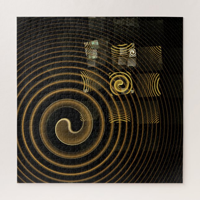Hypnotic Golden Waves Modern Abstract Art Jigsaw Puzzle (Vertical)