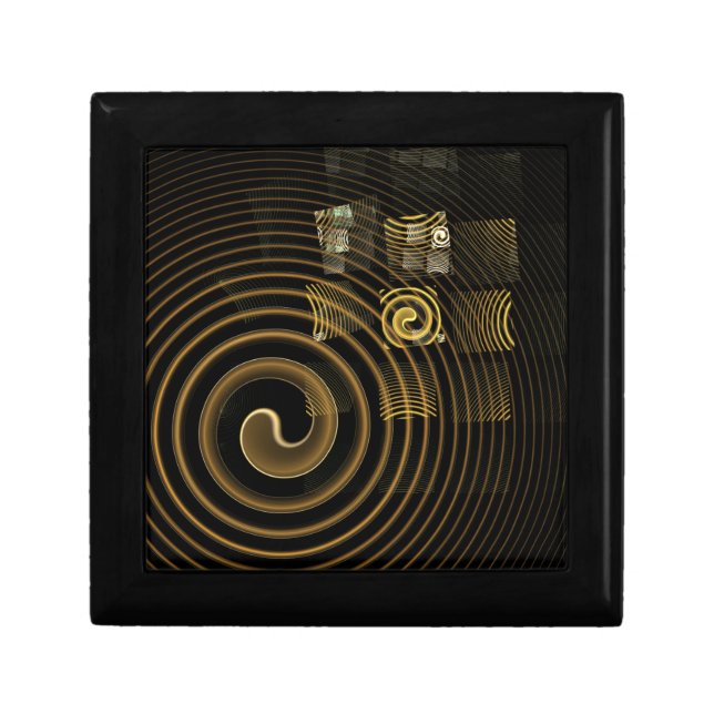 Hypnotic Golden Waves Modern Abstract Art Keepsake Box (Front)