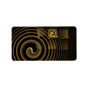 Hypnotic Golden Waves Modern Abstract Art Label