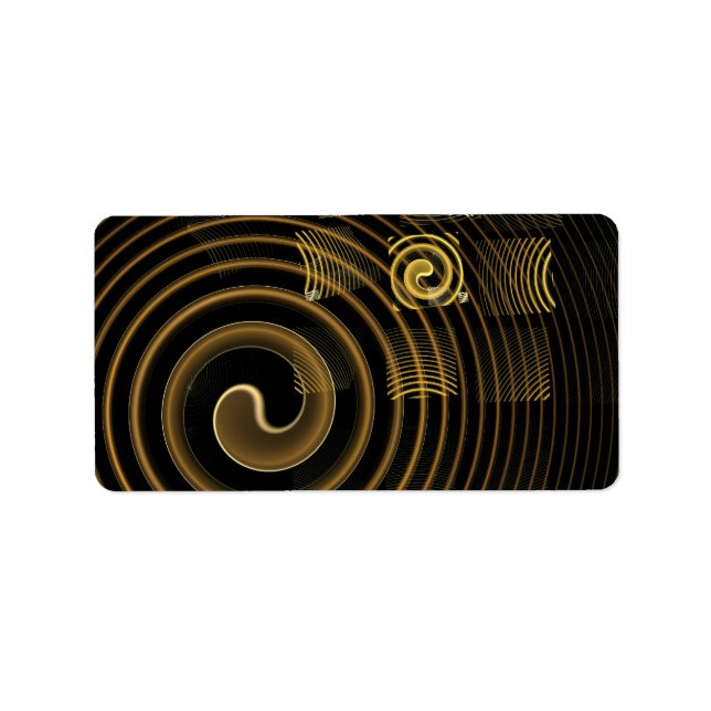 Hypnotic Golden Waves Modern Abstract Art Label (Front)
