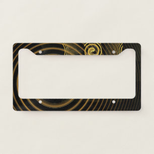 Hypnotic Golden Waves Modern Abstract Art License Plate Frame