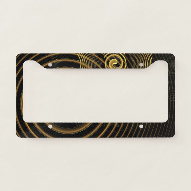 Hypnotic Golden Waves Modern Abstract Art License Plate Frame (Front)