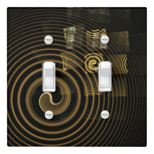 Hypnotic Golden Waves Modern Abstract Art Light Switch Cover