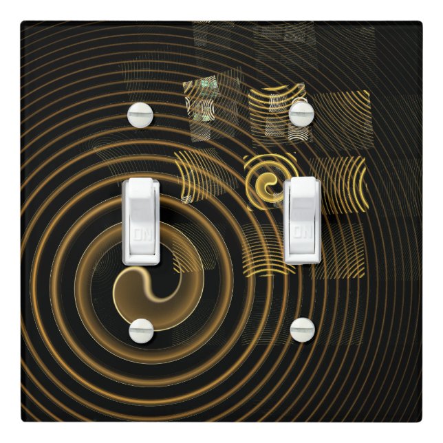 Hypnotic Golden Waves Modern Abstract Art Light Switch Cover (In Situ)