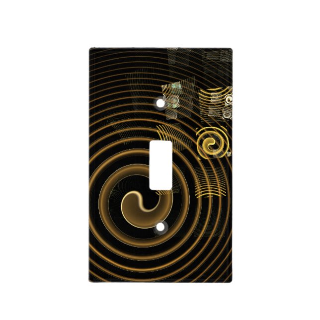 Hypnotic Golden Waves Modern Abstract Art Light Switch Cover (Front)
