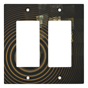 Hypnotic Golden Waves Modern Abstract Art Light Switch Cover