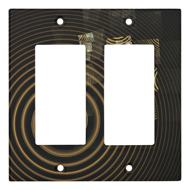 Hypnotic Golden Waves Modern Abstract Art Light Switch Cover (Front)