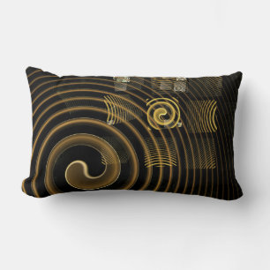 Hypnotic Golden Waves Modern Abstract Art Lumbar Pillow