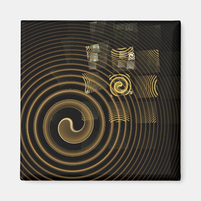 Hypnotic Golden Waves Modern Abstract Art Magnet (Front)