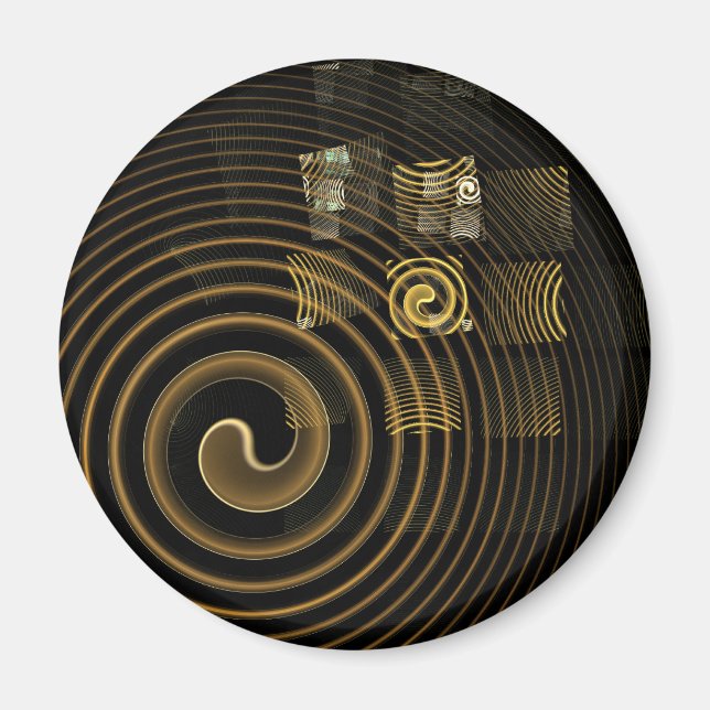 Hypnotic Golden Waves Modern Abstract Art Magnet (Front)