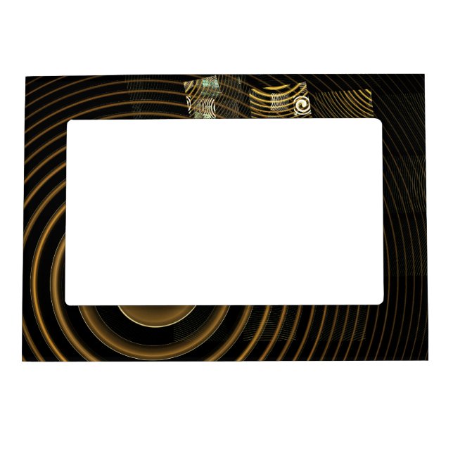 Hypnotic Golden Waves Modern Abstract Art Magnetic Frame (Front)