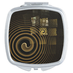 Hypnotic Golden Waves Modern Abstract Art Makeup Mirror
