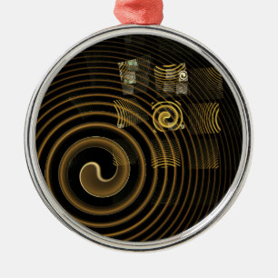 Hypnotic Golden Waves Modern Abstract Art Metal Ornament