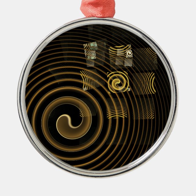 Hypnotic Golden Waves Modern Abstract Art Metal Ornament (Front)