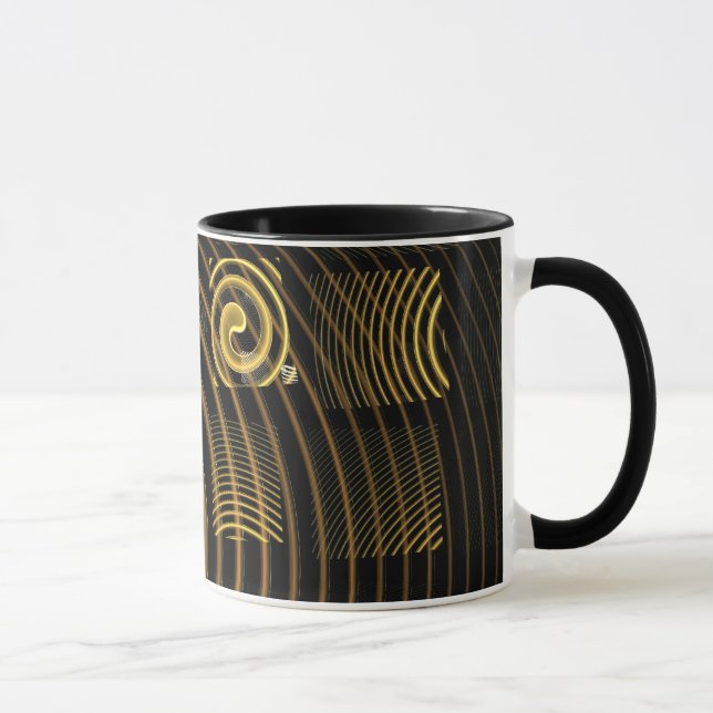 Hypnotic Golden Waves Modern Abstract Art Mug (Right)