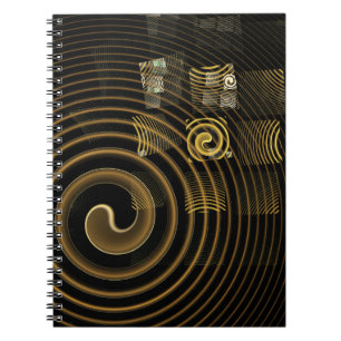 Hypnotic Golden Waves Modern Abstract Art Notebook