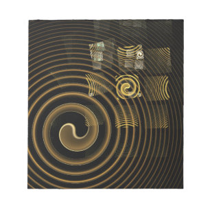 Hypnotic Golden Waves Modern Abstract Art Notepad