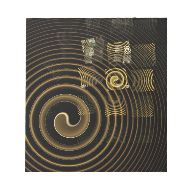 Hypnotic Golden Waves Modern Abstract Art Notepad (Front)