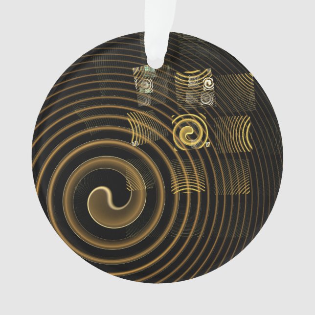 Hypnotic Golden Waves Modern Abstract Art Ornament (Front)